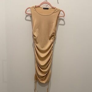 Fashion Nova Apricot Ruched Midi Dress